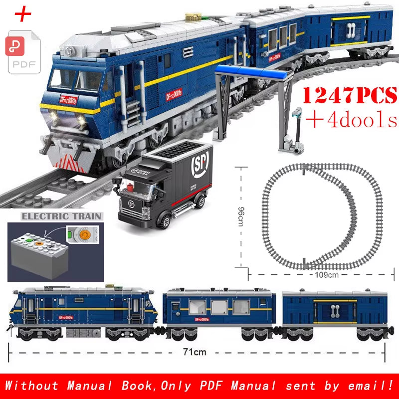 KAZI High-Tech Creative City Train Station Rail Tracks Power Function Building Blocks Bricks DIY Kid Trains Toys Children Gifts