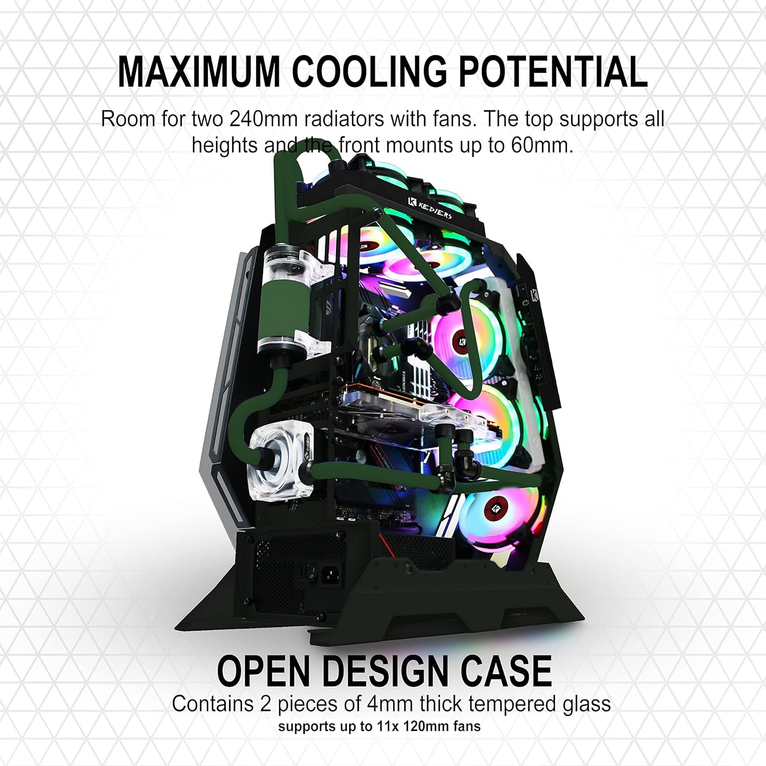 PC Case C570 ATX Mid Tower Tempered Glass Gaming Computer Open Frame Case with 5 PWM ARGB Fans