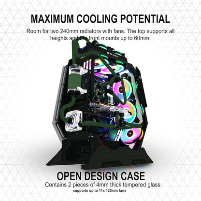 PC Case C570 ATX Mid Tower Tempered Glass Gaming Computer Open Frame Case with 5 PWM ARGB Fans