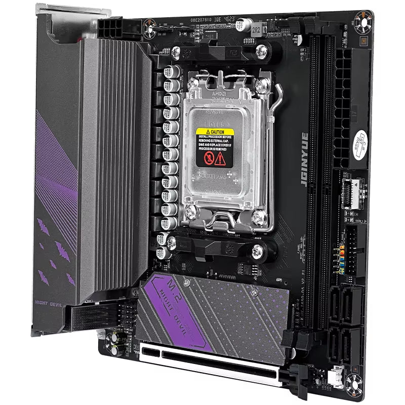 JGINYUE AM5 Motherboard Supports AMD Ryzen 7000 Series CPU Processors DDR5 Dual Channel Memory RAM ITX B650I Night Devil