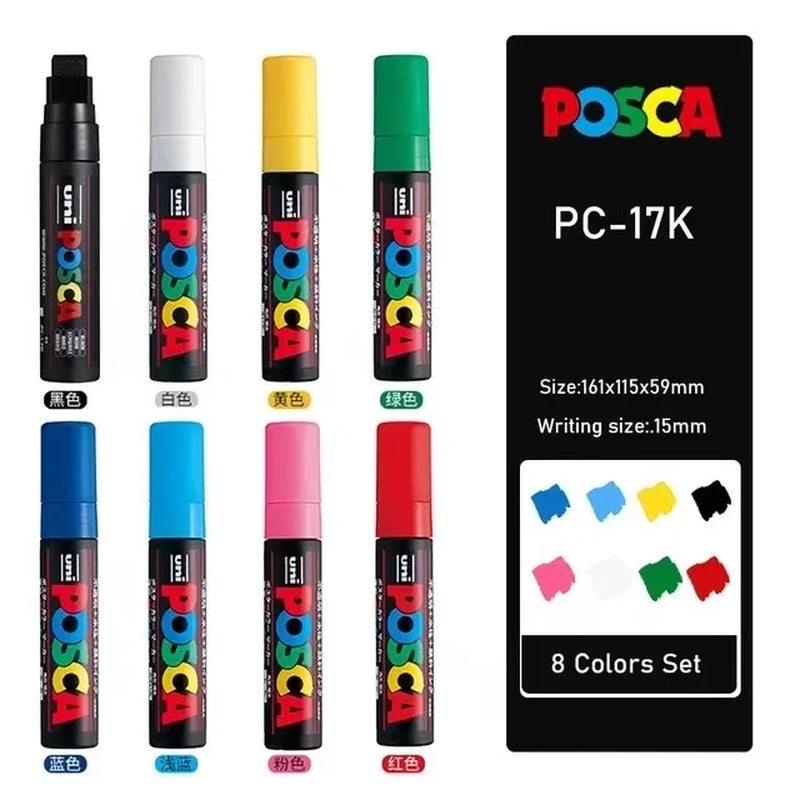 Posca Full Set Acrylic Paint Markers Pens PC-1M PC-3M PC-5M 7/8/12/15/24/29C for Rock Painting,Frabric,Glass/Metal,Graffiti