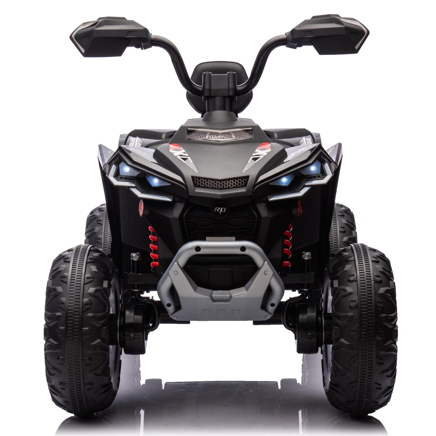12V Kids Ride on ATV with 2 Seater,2* 45W Motor 7AH Battery Powered Electric Vehicle W/ LED Lights,High & Low Speed,Music,Spring Suspension,Ride on Car 4 Wheeler Quad for Boys & Girls,Black