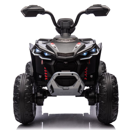 12V Kids Ride on ATV with 2 Seater,2* 45W Motor 7AH Battery Powered Electric Vehicle W/ LED Lights,High & Low Speed,Music,Spring Suspension,Ride on Car 4 Wheeler Quad for Boys & Girls,Black