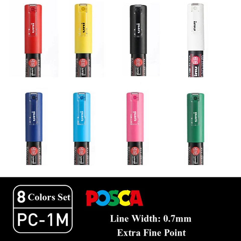 Japan  Posca Paint Marker Pen Set,Pc-1M ,PC-3M ,PC-5M,PC-8K,PC-17K, 7 8 12 15 21 24 28 29 Colors Set, Non-Toxic Water-Based