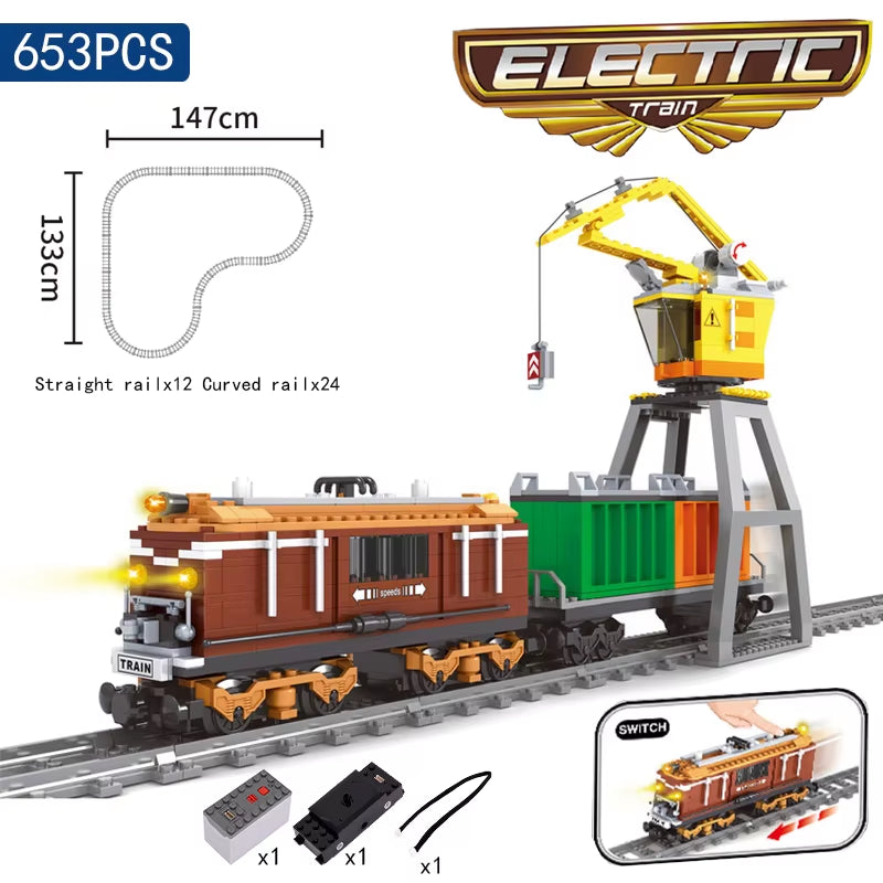 KAZI High-Tech Creative City Train Station Rail Tracks Power Function Building Blocks Bricks DIY Kid Trains Toys Children Gifts
