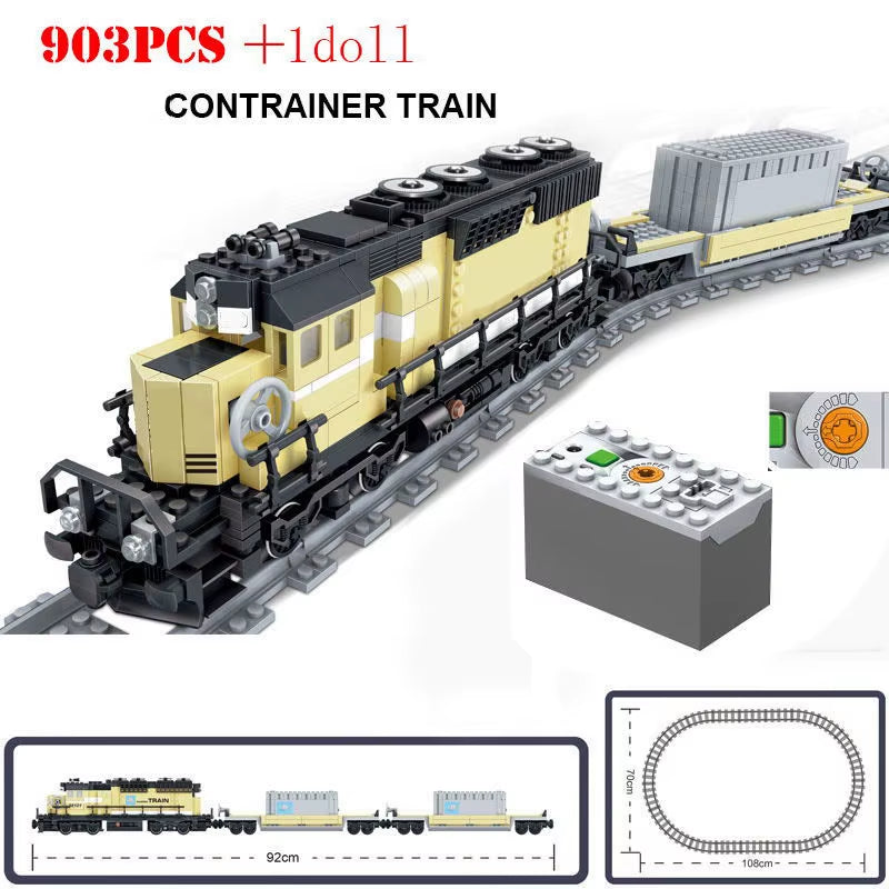 KAZI High-Tech Creative City Train Station Rail Tracks Power Function Building Blocks Bricks DIY Kid Trains Toys Children Gifts