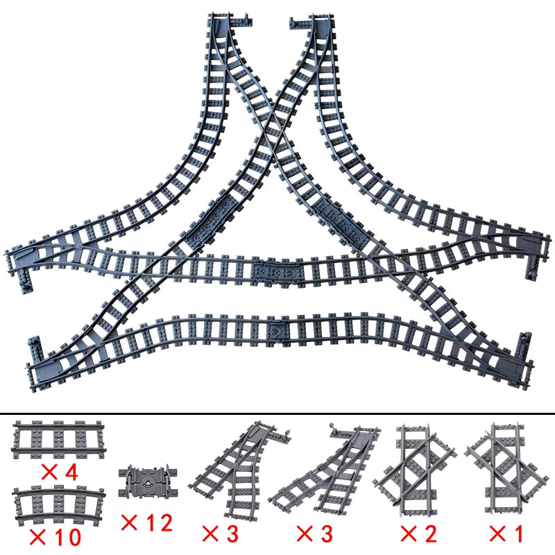 KAZI High-Tech Creative City Train Station Rail Tracks Power Function Building Blocks Bricks DIY Kid Trains Toys Children Gifts
