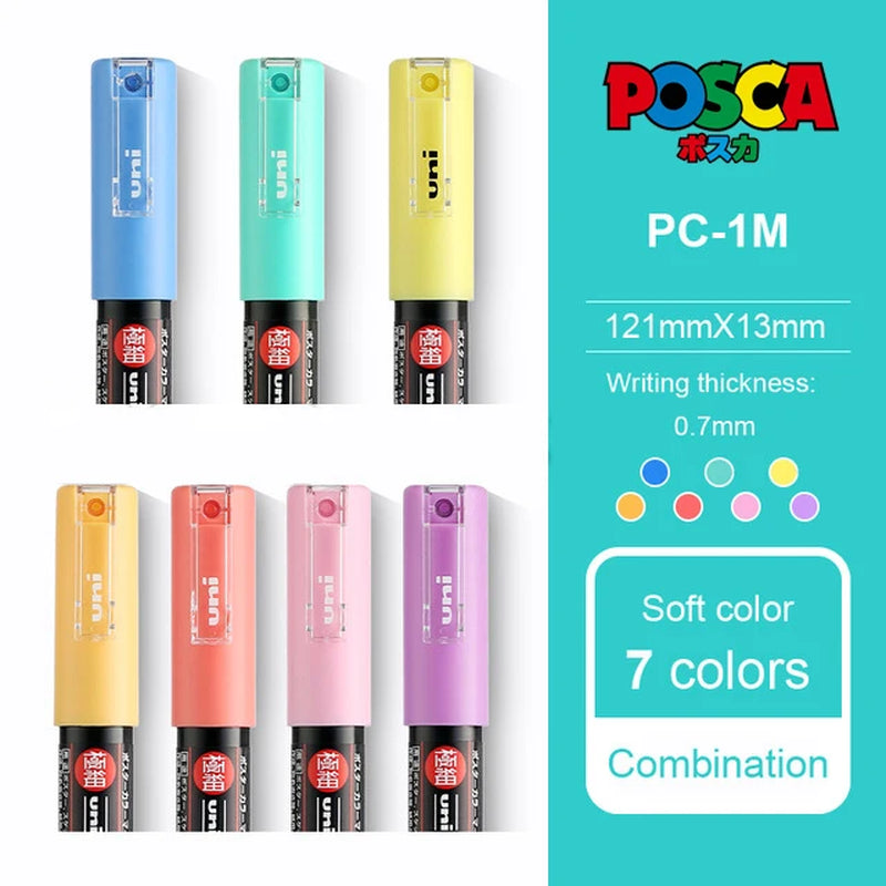 Posca Full Set Acrylic Paint Markers Pens PC-1M PC-3M PC-5M 7/8/12/15/24/29C for Rock Painting,Frabric,Glass/Metal,Graffiti