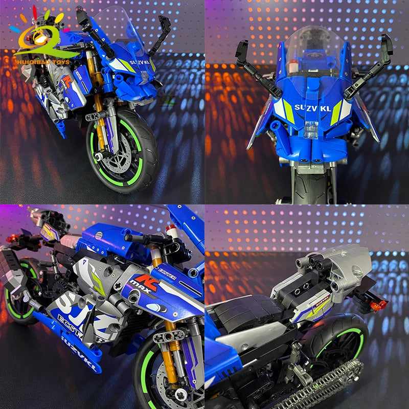 HUIQIBAO High-Tech Classic Motorbike Building Model Blocks Moto City Racer Bricks Toy for Kids Boy Children Adult MOC Car Set