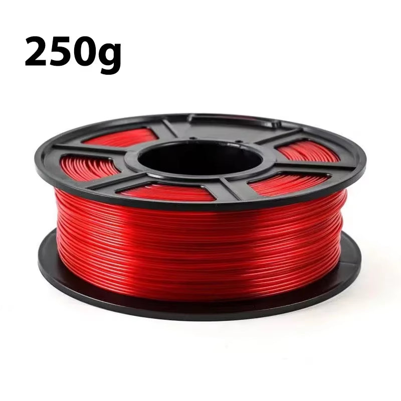 Transparent Red PETG 3D Printer Filament - 1.75MM, Available in 250G, 500G, and 1Kg for 3D Printing Applications