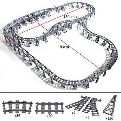KAZI High-Tech Creative City Train Station Rail Tracks Power Function Building Blocks Bricks DIY Kid Trains Toys Children Gifts