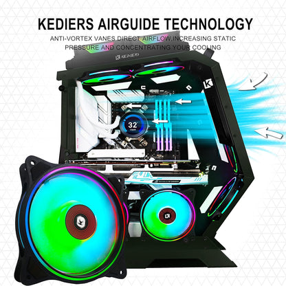 PC Case C570 ATX Mid Tower Tempered Glass Gaming Computer Open Frame Case with 5 PWM ARGB Fans