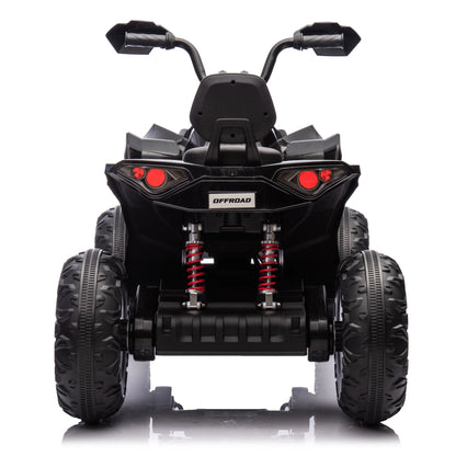 12V Kids Ride on ATV with 2 Seater,2* 45W Motor 7AH Battery Powered Electric Vehicle W/ LED Lights,High & Low Speed,Music,Spring Suspension,Ride on Car 4 Wheeler Quad for Boys & Girls,Black