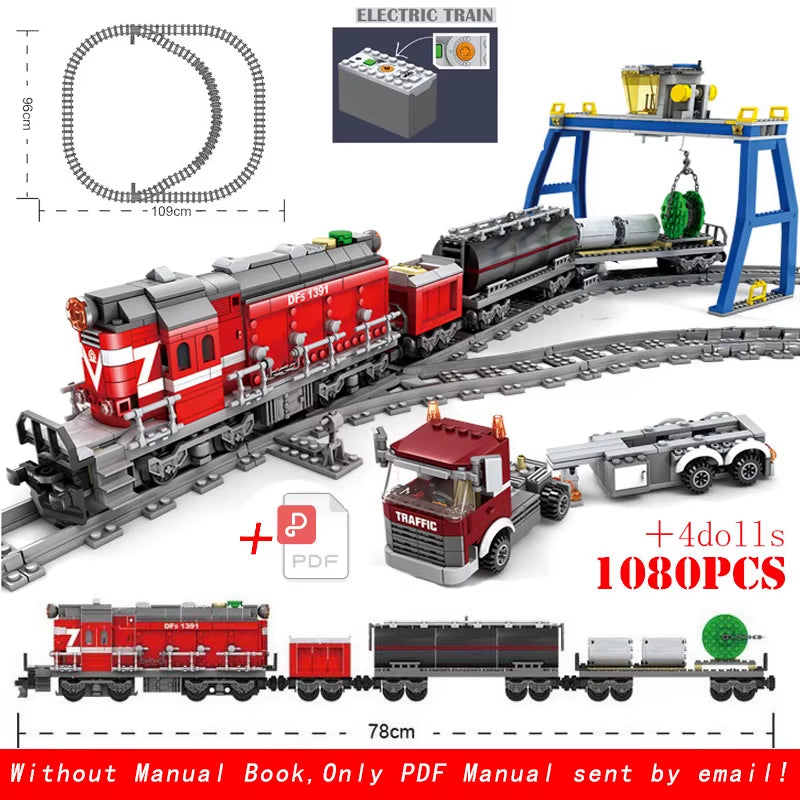 KAZI High-Tech Creative City Train Station Rail Tracks Power Function Building Blocks Bricks DIY Kid Trains Toys Children Gifts