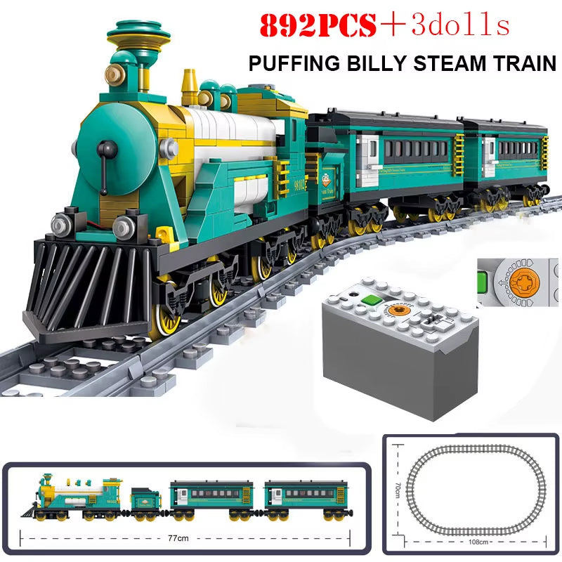 KAZI High-Tech Creative City Train Station Rail Tracks Power Function Building Blocks Bricks DIY Kid Trains Toys Children Gifts
