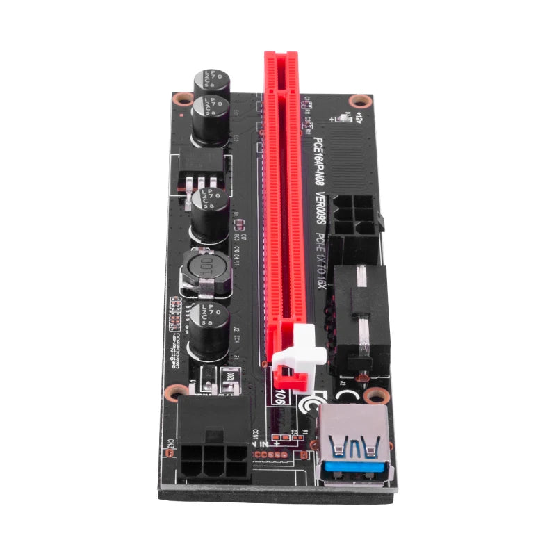New PCI-E Riser 009 Express 1X 4X 8X 16X Extender PCI E USB Riser 009S GPU Dual 6Pin Adapter Card SATA 15Pin for BTC Miner