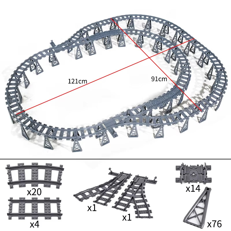 KAZI High-Tech Creative City Train Station Rail Tracks Power Function Building Blocks Bricks DIY Kid Trains Toys Children Gifts