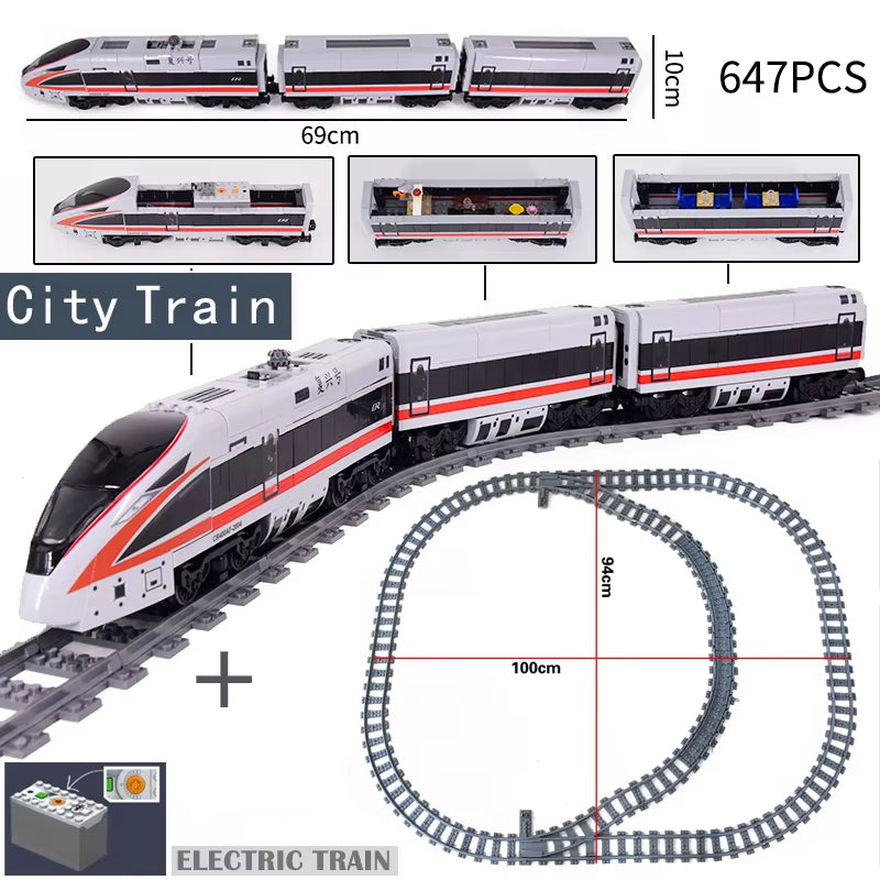 KAZI High-Tech Creative City Train Station Rail Tracks Power Function Building Blocks Bricks DIY Kid Trains Toys Children Gifts