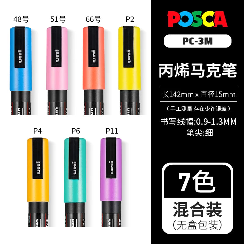 Posca Full Set Acrylic Paint Markers Pens PC-1M PC-3M PC-5M 7/8/12/15/24/29C for Rock Painting,Frabric,Glass/Metal,Graffiti