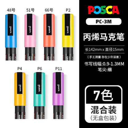 Posca Full Set Acrylic Paint Markers Pens PC-1M PC-3M PC-5M 7/8/12/15/24/29C for Rock Painting,Frabric,Glass/Metal,Graffiti