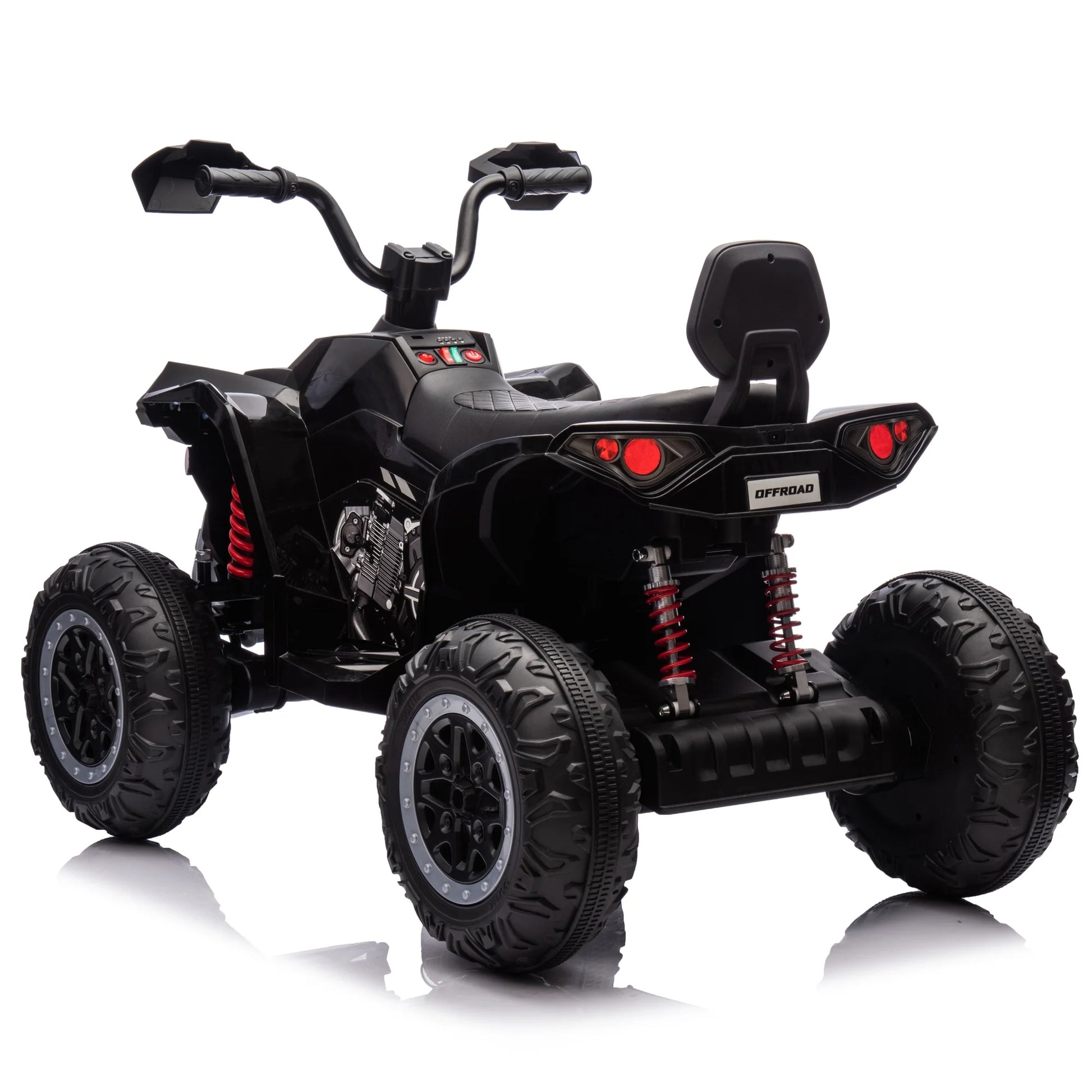 12V Kids Ride on ATV with 2 Seater,2* 45W Motor 7AH Battery Powered Electric Vehicle W/ LED Lights,High & Low Speed,Music,Spring Suspension,Ride on Car 4 Wheeler Quad for Boys & Girls,Black