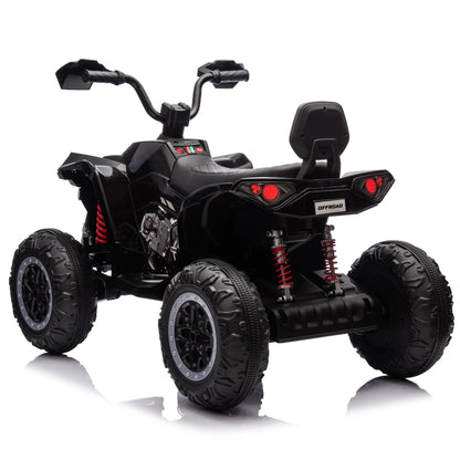 12V Kids Ride on ATV with 2 Seater,2* 45W Motor 7AH Battery Powered Electric Vehicle W/ LED Lights,High & Low Speed,Music,Spring Suspension,Ride on Car 4 Wheeler Quad for Boys & Girls,Black