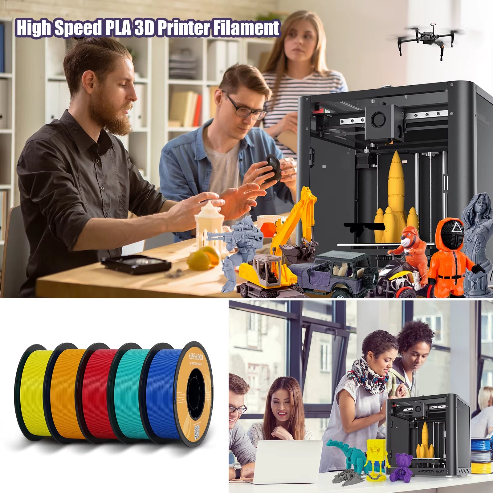 HS-PLA Filament 1.75Mm High Speed PLA 3D Printer Filament for Bambu All FDM 3D Printer 3D Printing Materials 5/10KG